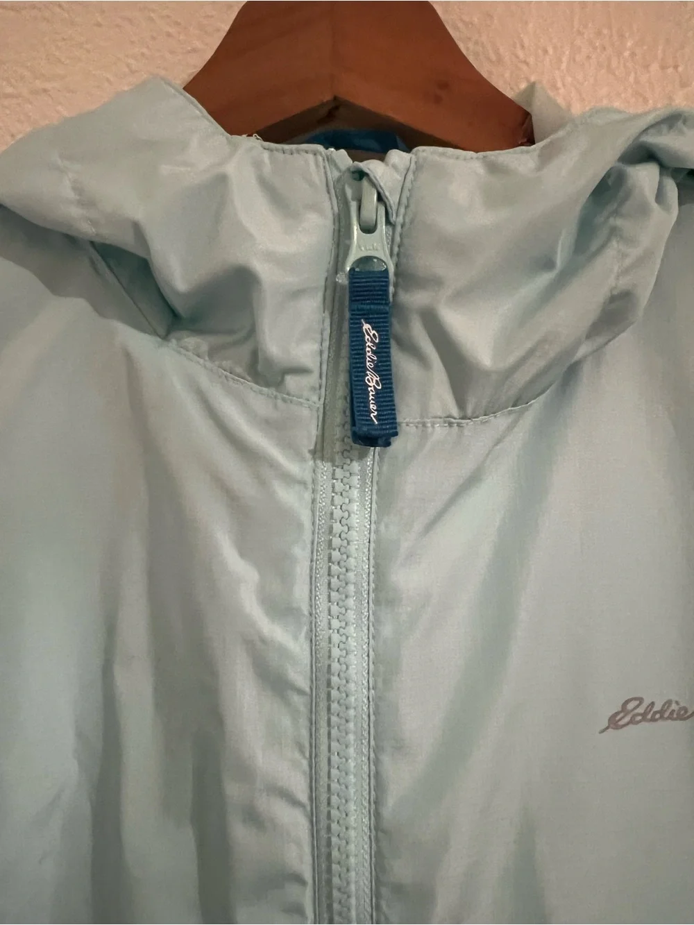 Eddie Bauer Kids Two-Tone Light Teal and Dark Teal Hooded Rain Jacket